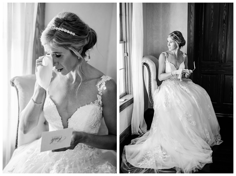 Bride; Exchanging love letters; Southern Bride; Love letter; Wedding Day moments;