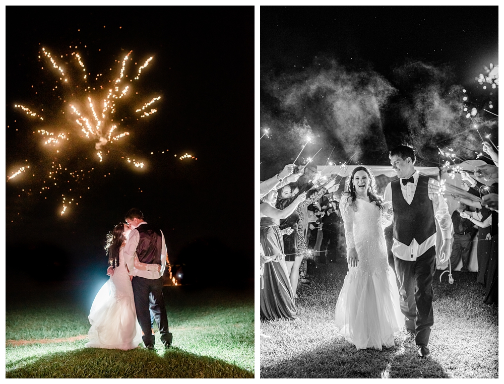 Wedding fireworks; fireworks; sparkler exit; sparklers; sparklers at weddings; Nokesville wedding;