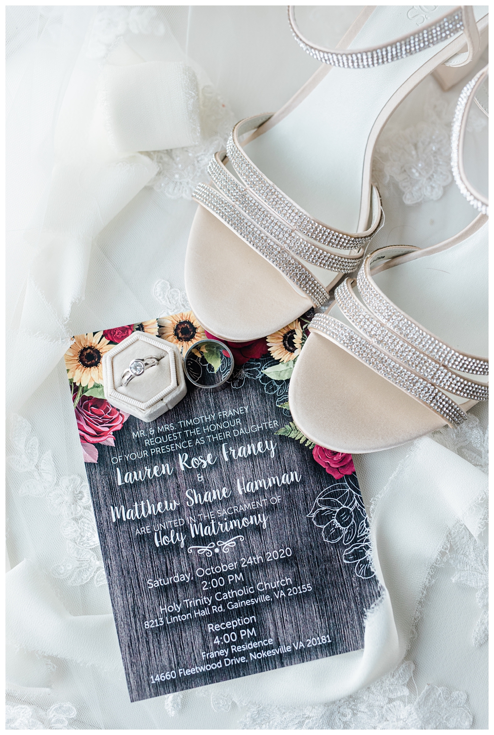 Fall Wedding Invitation; Wedding Invitation; David's Bridal Shoes; Wedding Heels; Sunflower Wedding;