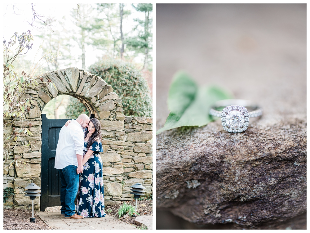 engagement ring; stone archway; virginia garden; airlie garden;