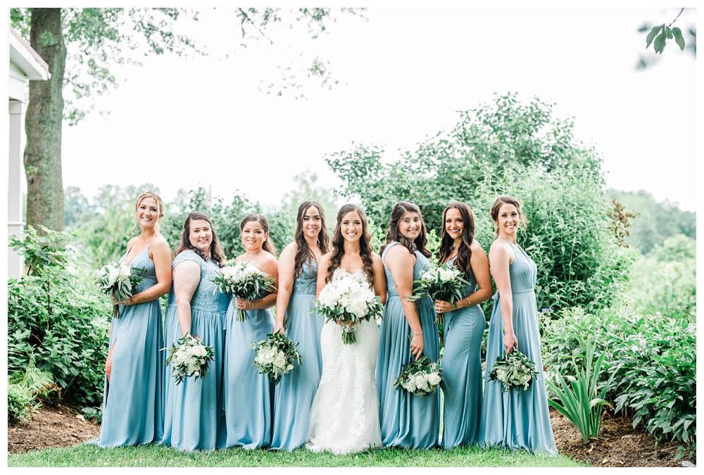 east lynn farm wedding; blue bridesmaid dresses; azazie bridesmaid dresses;
