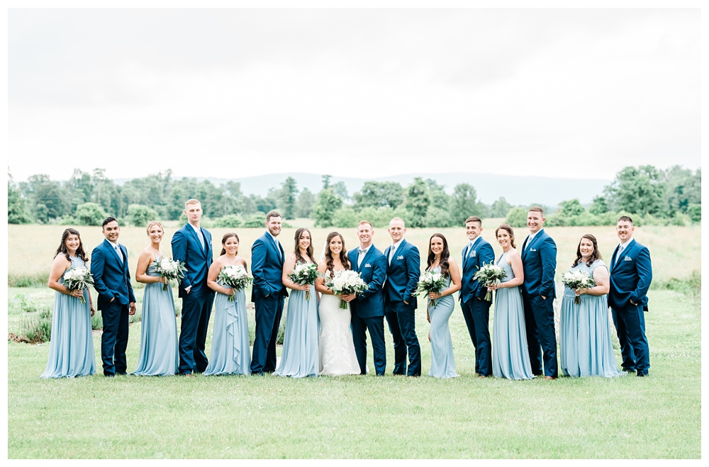 east lynn farm wedding; blue wedding party;