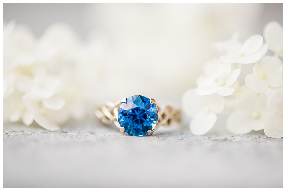 engagement ring, blue engagement ring, custom engagement ring, oakbarn at loyalty, oak barn, oak barn engagement session,