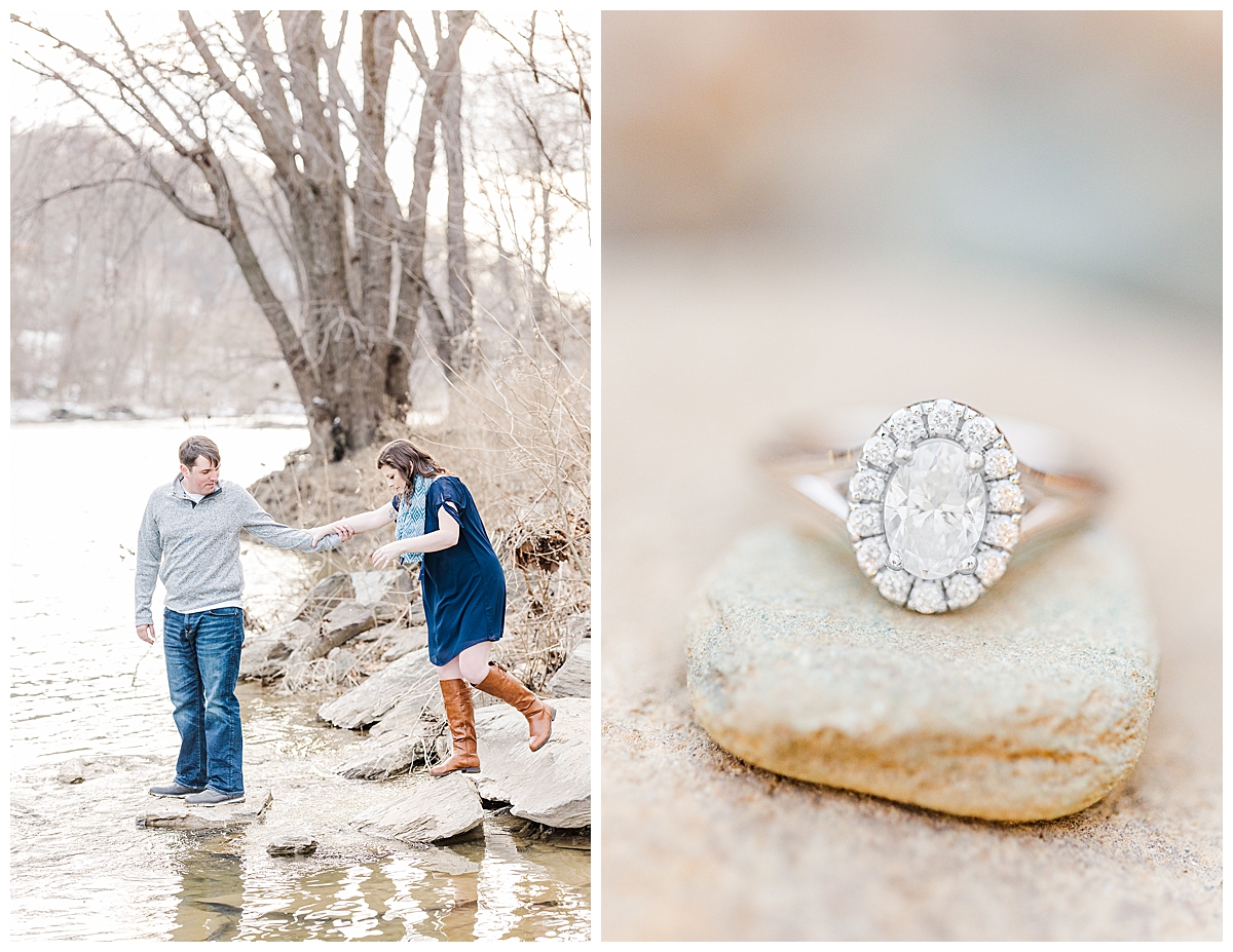 Harpers Ferry Engagement Session; West Virginia Engagement Photographer; Riverside Engagement Session; Brooke Danielle Photography; Engagement Ring;