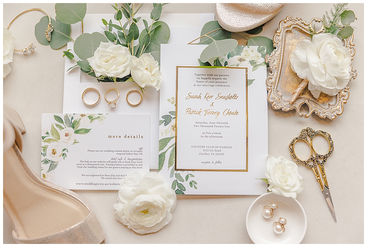 Country Club of Fairfax; Fairfax Wedding Venue; Fairfax Weddings; Brooke Danielle Photography; Fairfax Wedding Photographer; Virginia Wedding Photographer; White & Gold Invitation Suite;