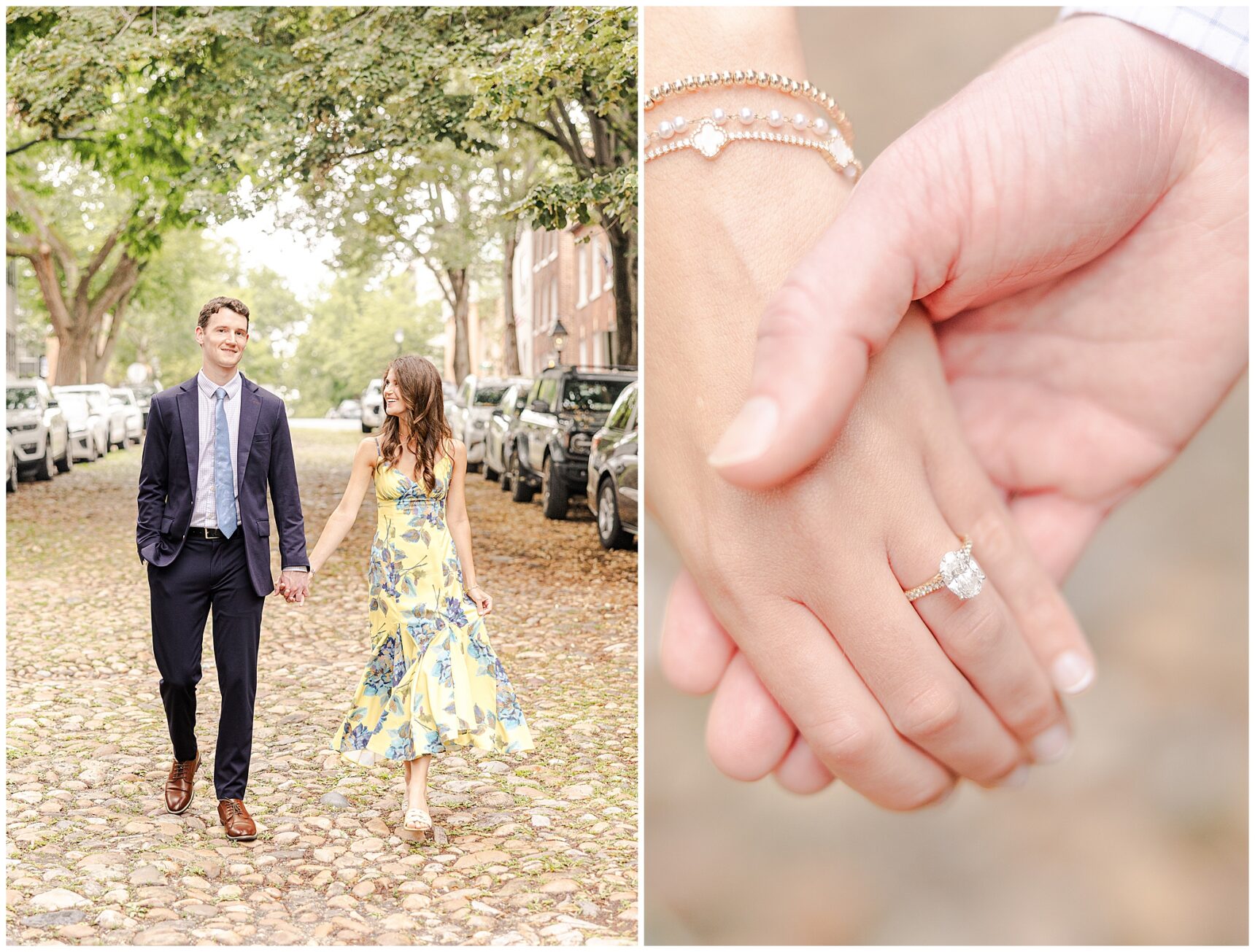 Timeless engagement photos on the cobblestone streets of Old Town Alexandria, Engagement portraits at Old Town Alexandria waterfront,Alexandria engagement photographer capturing candid moments in Old Town,Old Town Alexandria engagement photos showcasing historic charm and character,Romantic engagement photos in Downtown Alexandria featuring historic architecture, Engagement photos on Prince St. Alexandria