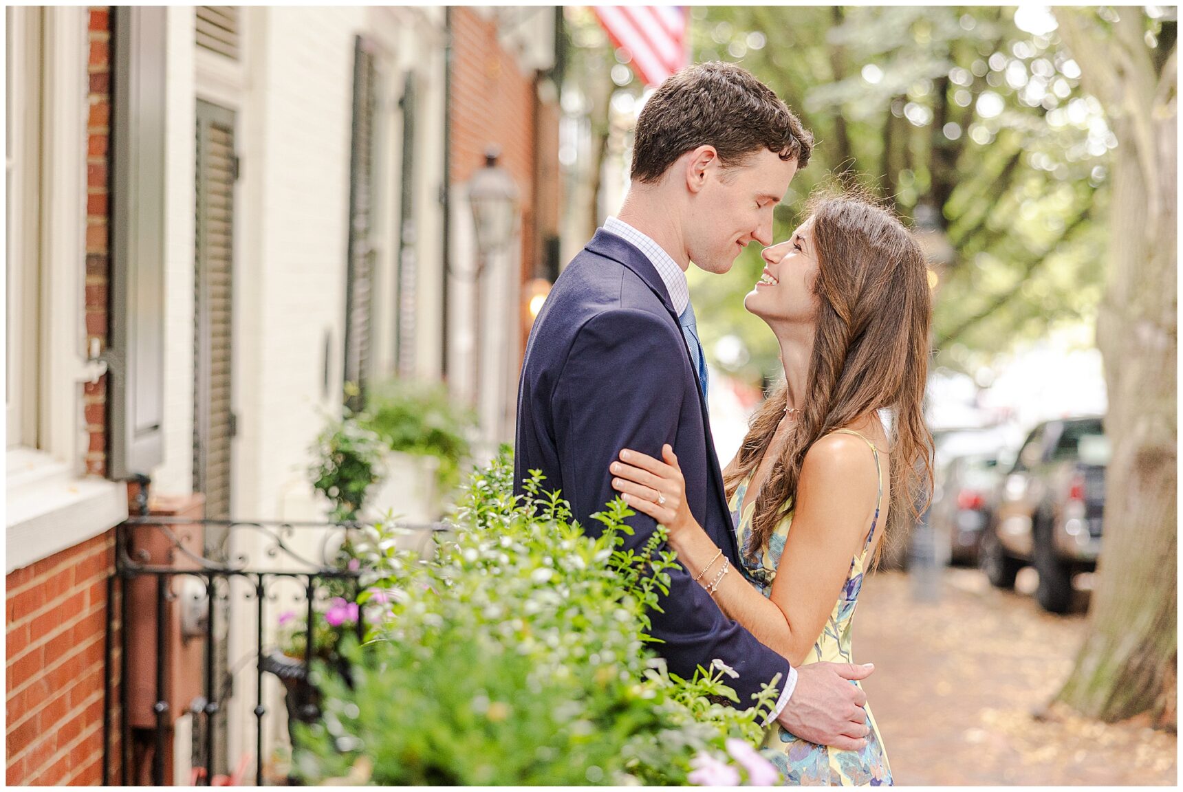Timeless engagement photos on the cobblestone streets of Old Town Alexandria, Engagement portraits at Old Town Alexandria waterfront,Alexandria engagement photographer capturing candid moments in Old Town,Old Town Alexandria engagement photos showcasing historic charm and character,Romantic engagement photos in Downtown Alexandria featuring historic architecture