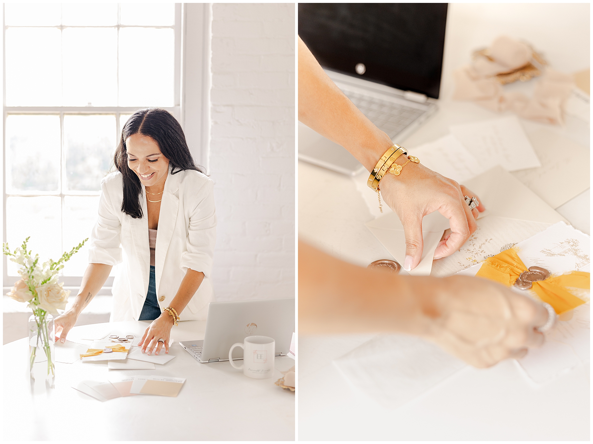 Fun brand photography session with Virginia wedding planners, capturing their personality and creative approach to wedding planning.