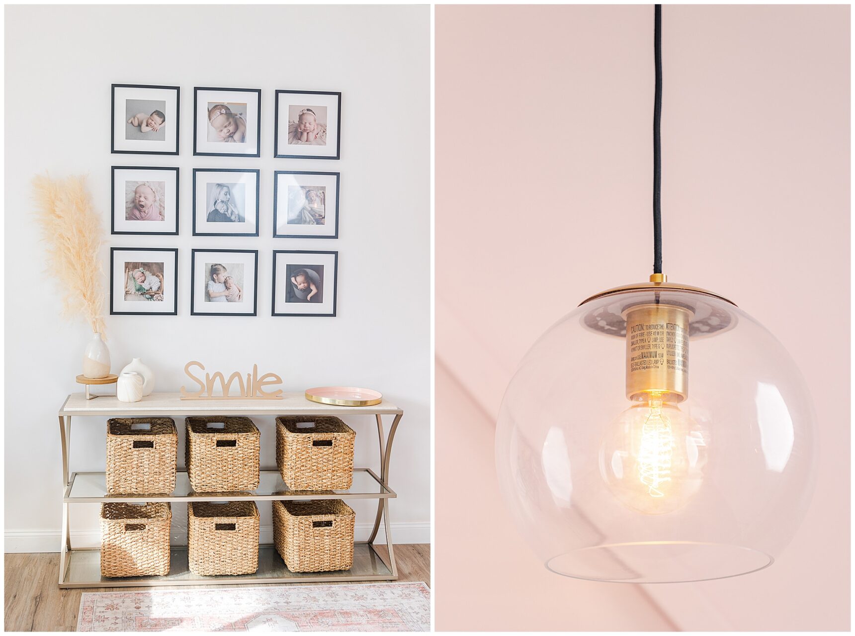 Studio space of a Virginia newborn and family photographer, showcasing her creative workspace and photography environment.